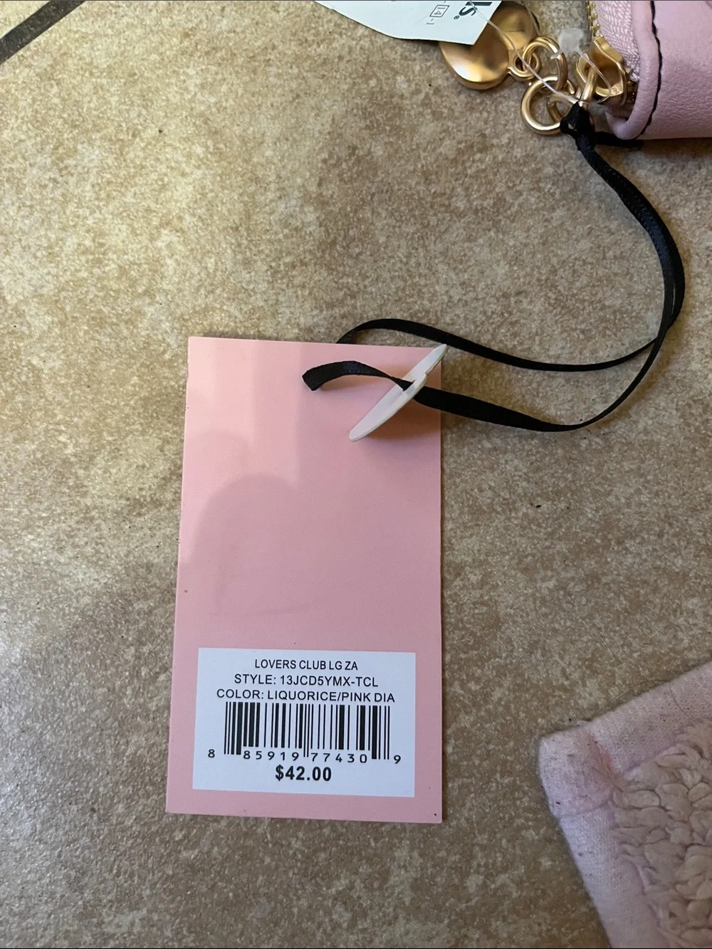 Juicy Couture Black Wallet with Pink Accents and Embroidered Crown